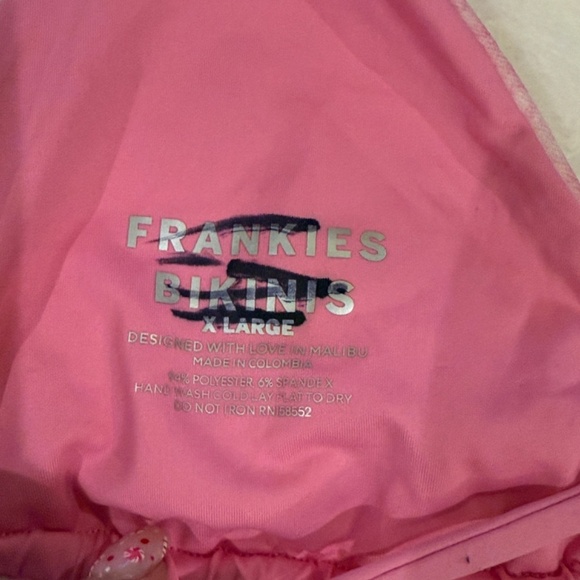 New! Frankies Bikinis Tia Terry Triangle Top Distorted Pink Dye 31538 - Picture 11 of 12